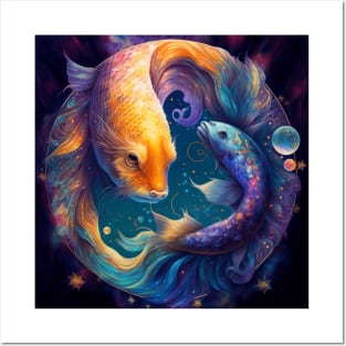 Cosmic Pisces V4: A Zodiac Portrait in a Galaxy of Colors Posters and Art